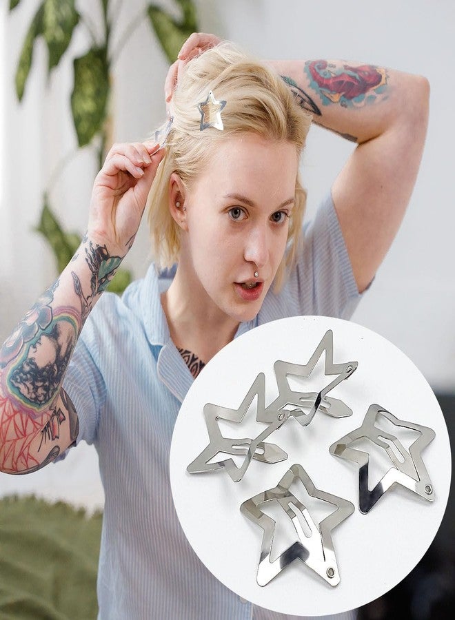 Qoaimu 20 Pcs Star Hair Clips, Silver Star Hair Clips, Star Snap Hair Clips, Non Slip Star Hair Accessories, Pentagram Star Clips for Hair, Barrettes Metal Hair Clip, Y2K Hair Accessories for Women Girls - Image 5